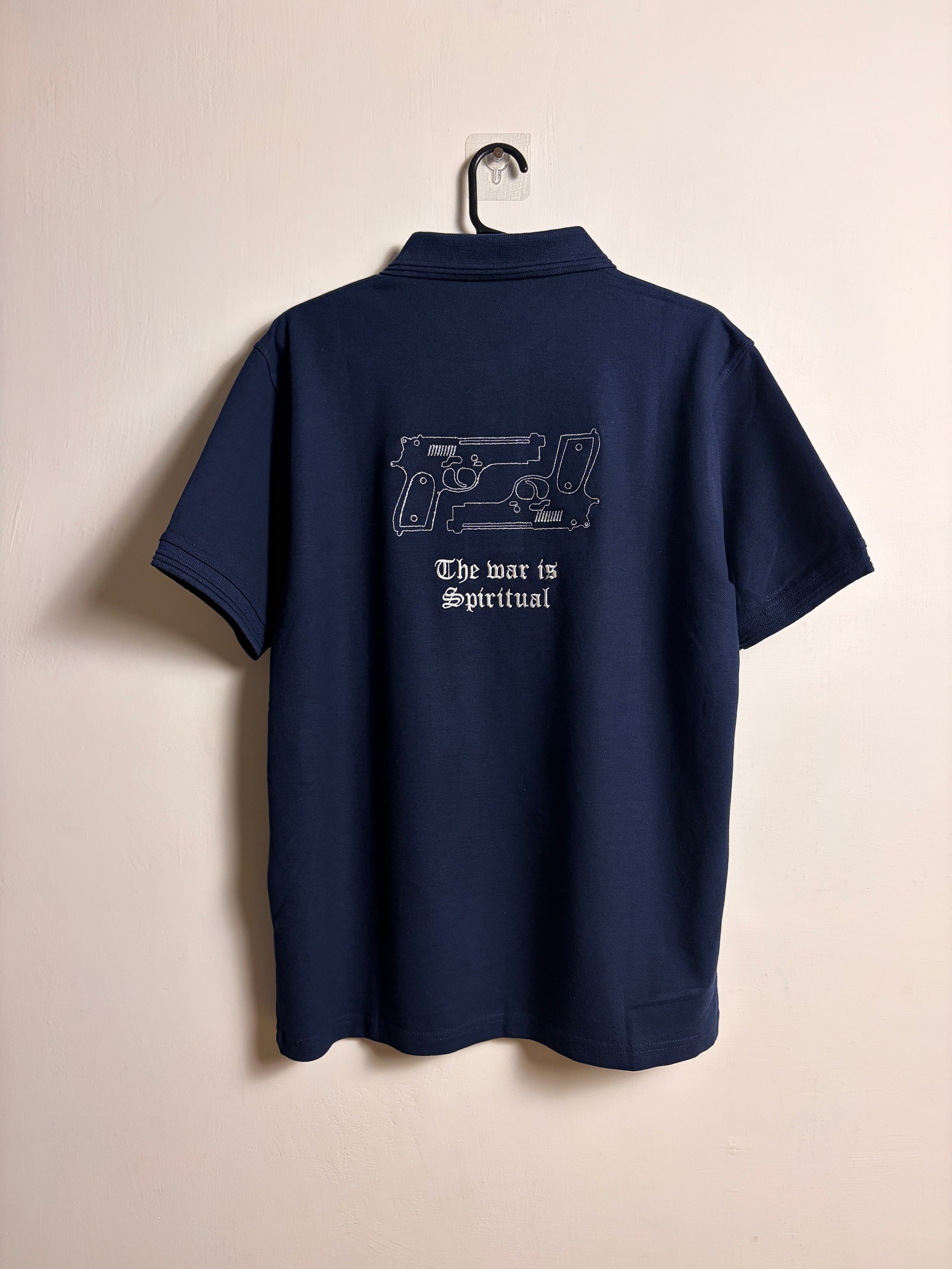THE SPIRITUAL COMBAT EMBROIDERED POLO T-SHIRT