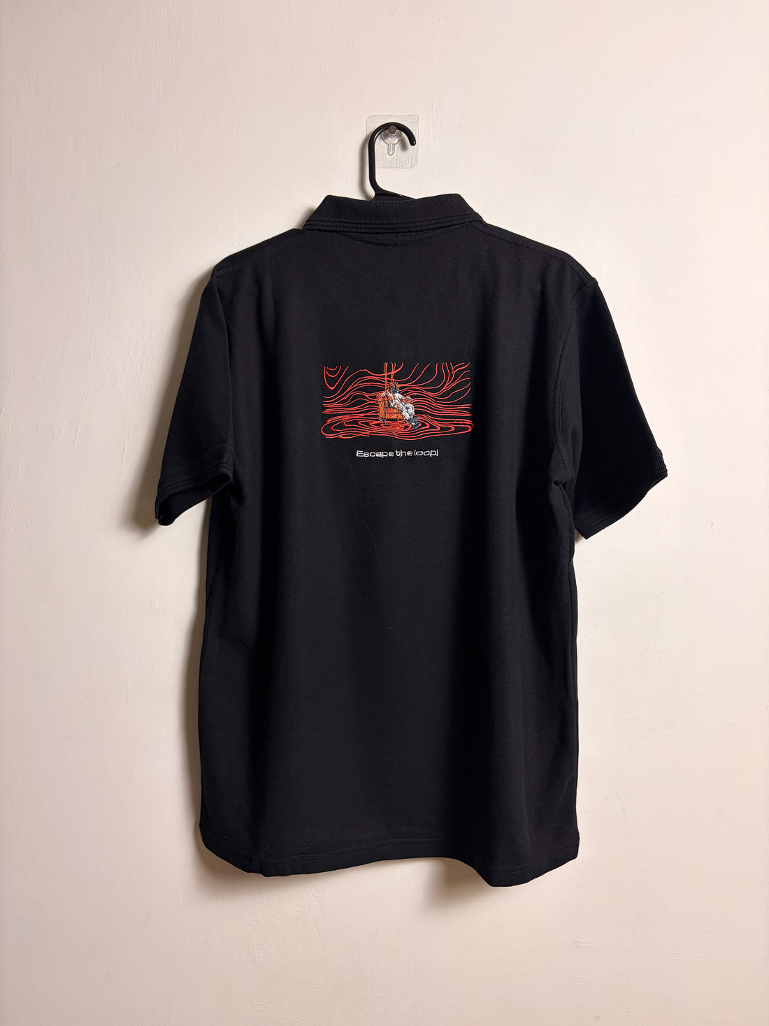 THE SYSTEM LOOP EMBROIDERED POLO T-SHIRT