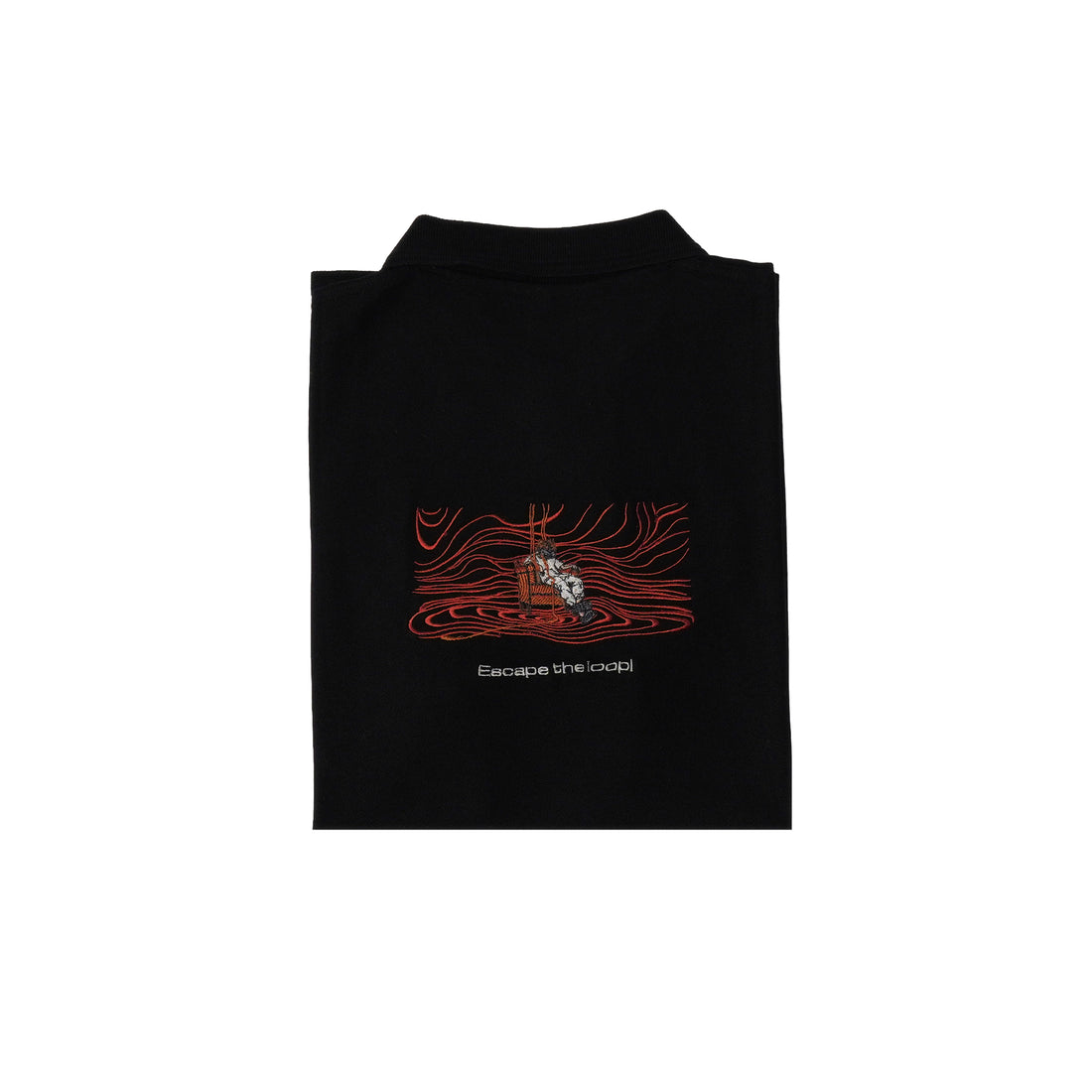 THE SYSTEM LOOP EMBROIDERED POLO T-SHIRT