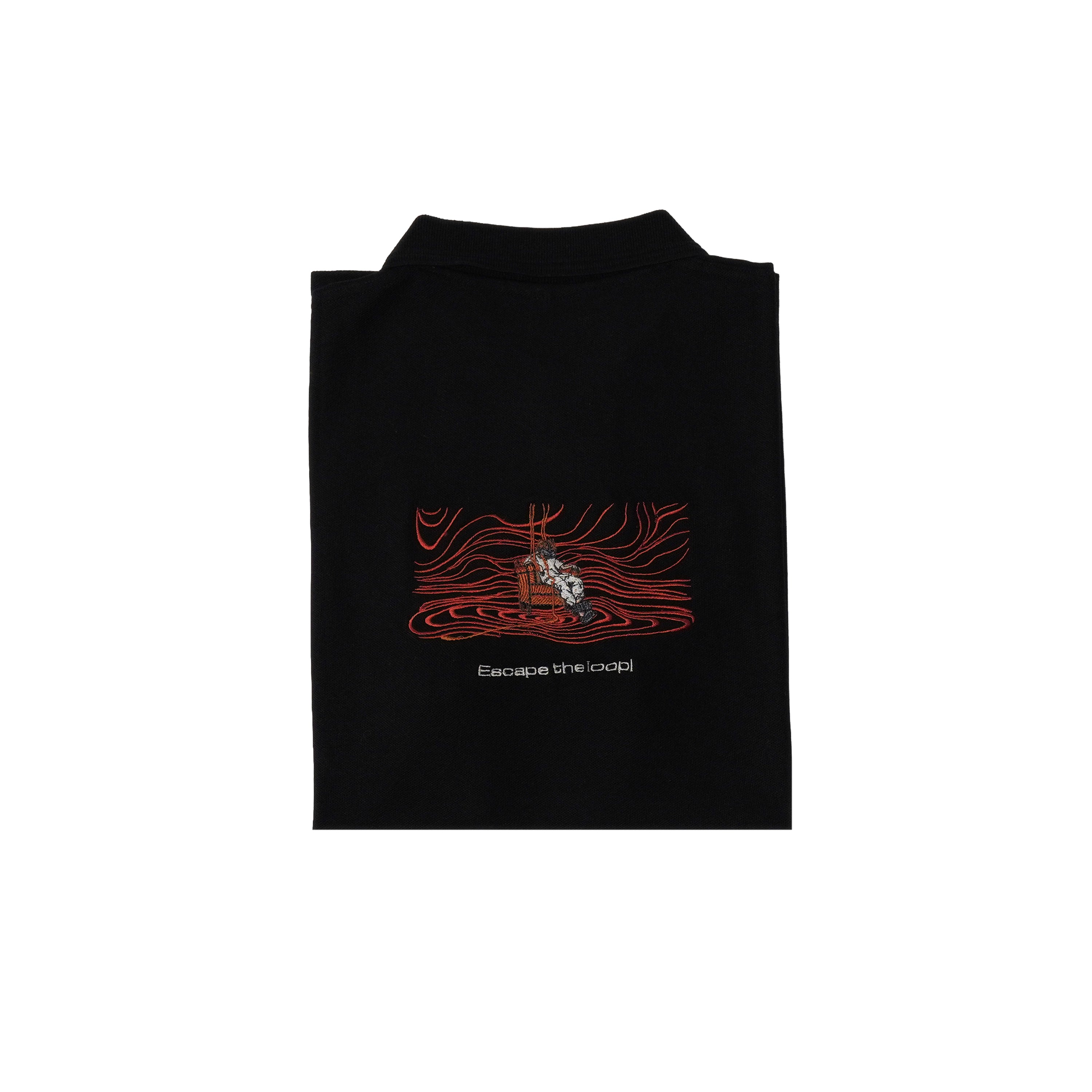 THE SYSTEM LOOP EMBROIDERED POLO T-SHIRT