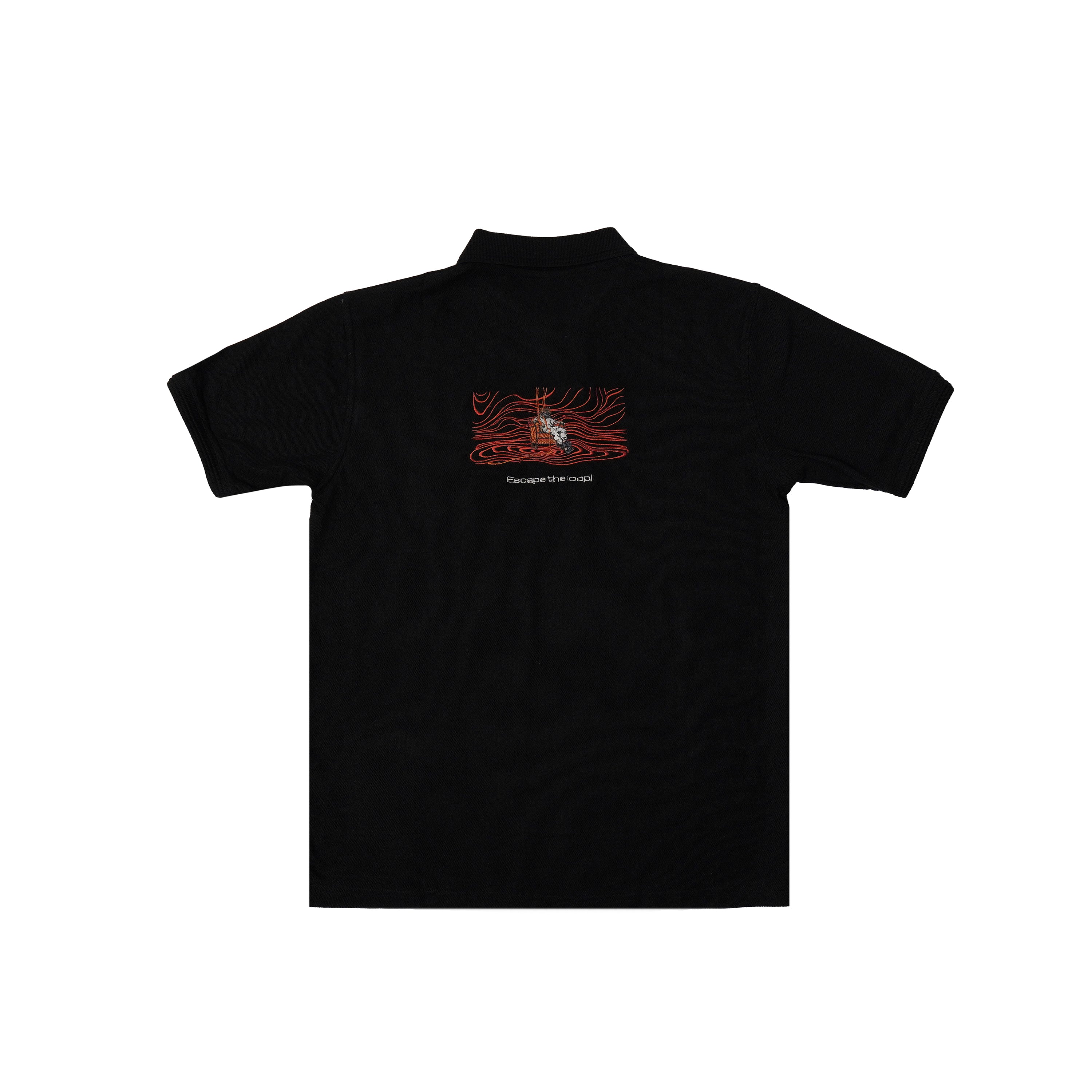 THE SYSTEM LOOP EMBROIDERED POLO T-SHIRT