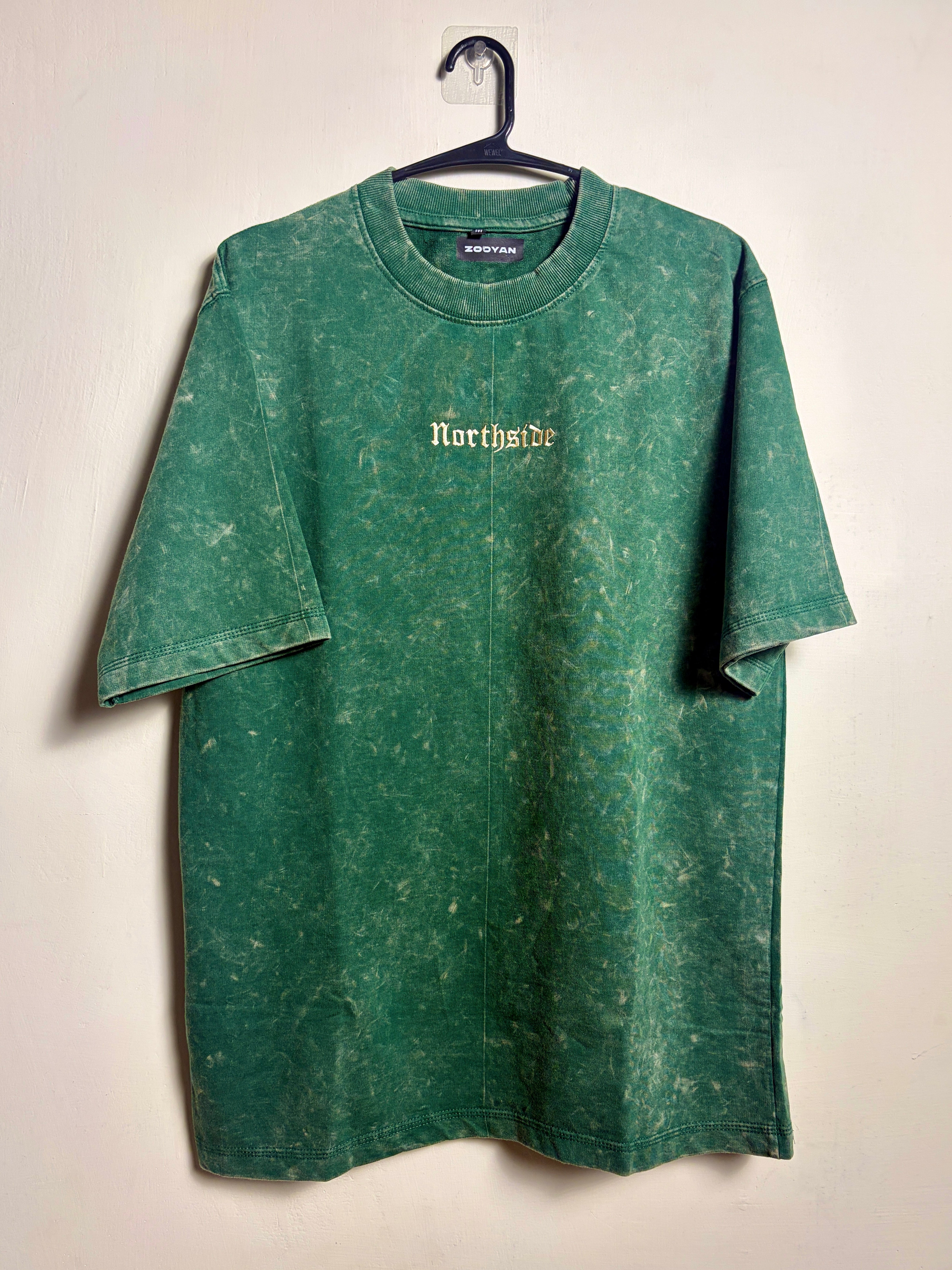 NORTHSIDE EMBROIDERED GREEN COSMIC WASH TSHIRT