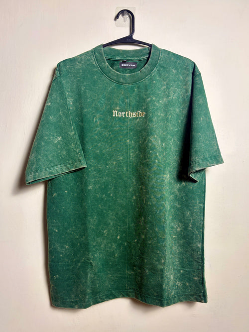 NORTHSIDE EMBROIDERED GREEN COSMIC WASH TSHIRT