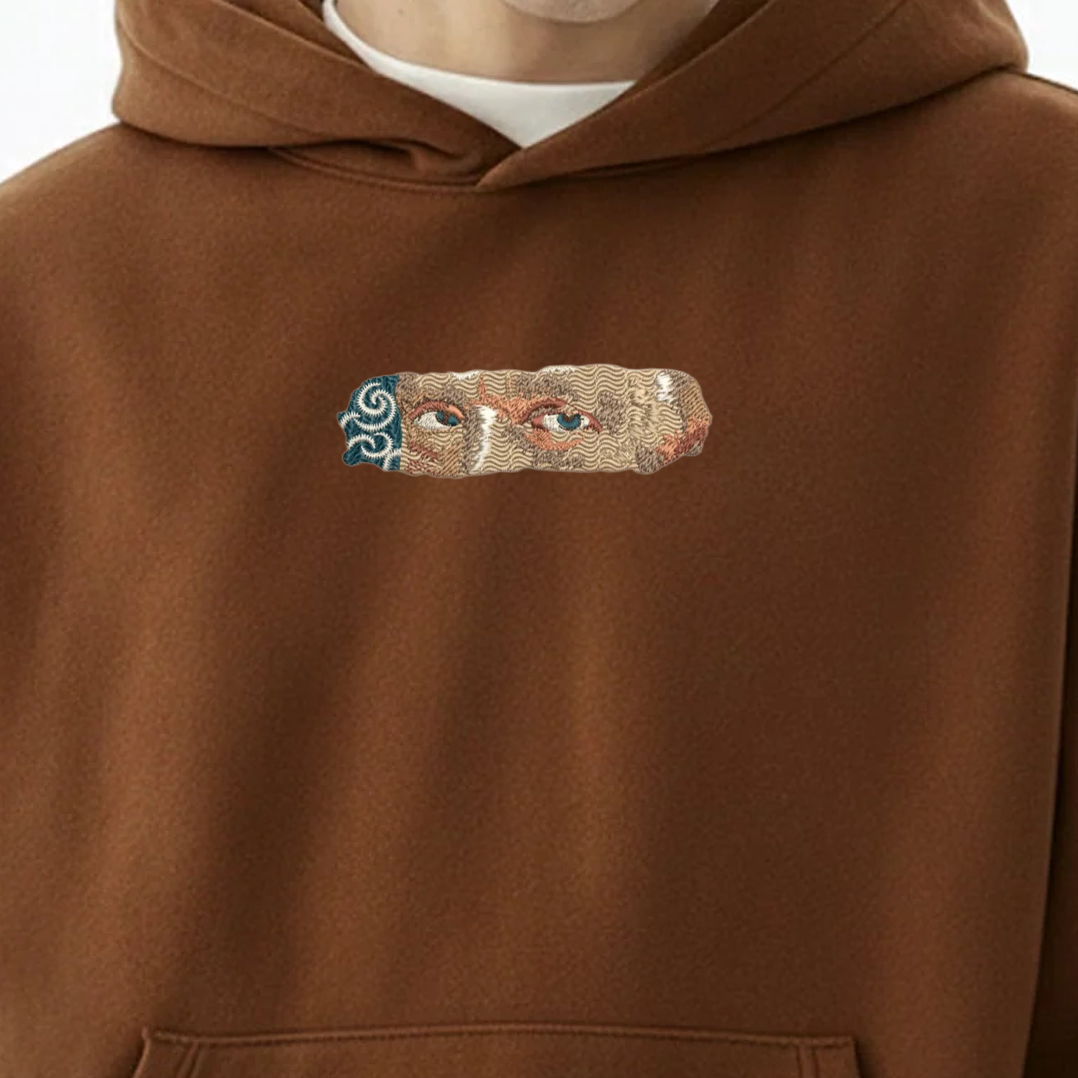 VAN GOGH GAZE EMBROIDERY HOODIE BROWN