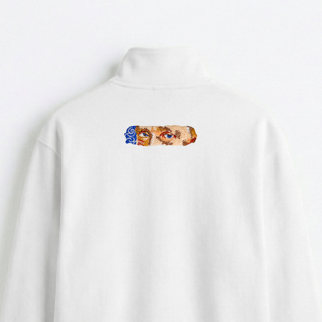 VAN GOGH GAZE EMBROIDERED QUARTER-ZIP SWEATSHIRT