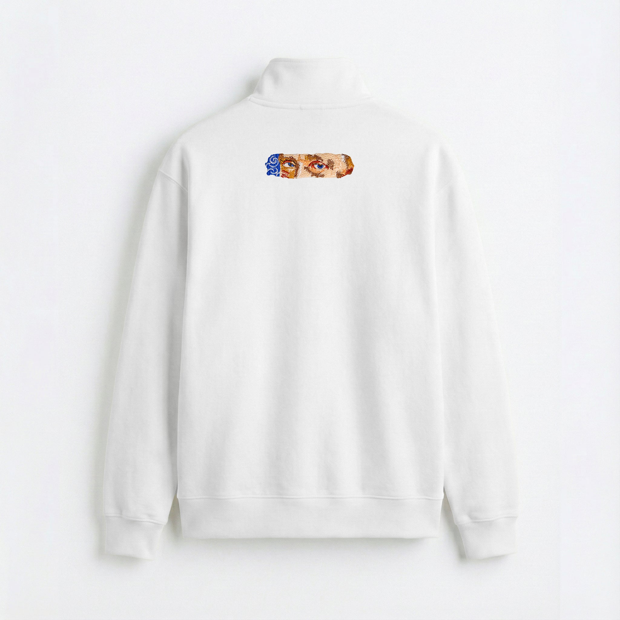 VAN GOGH GAZE EMBROIDERED QUARTER-ZIP SWEATSHIRT